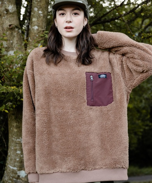 OUTDOOR PRODUCTS（アウトドアプロダクツ）の「【OUTDOOR PRODUCTS/アウトドアプロダクツ】防風ボアトレーナー クルーネック ワンポイントブランドロゴ（スウェット・メンズ・グレー/ベージュ/アイボリー/ブラック・MEDIUM/LARGE/X-LARGE）」の4枚目の写真