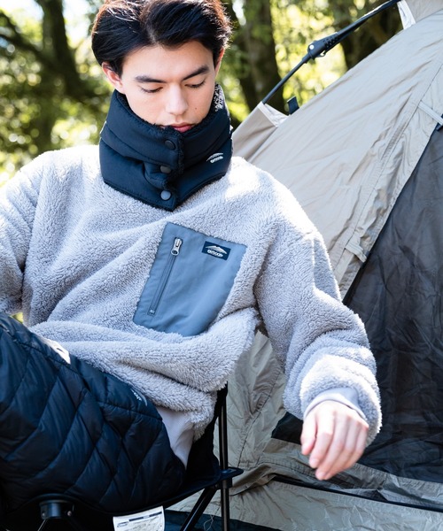 OUTDOOR PRODUCTS（アウトドアプロダクツ）の「【OUTDOOR PRODUCTS/アウトドアプロダクツ】防風ボアトレーナー クルーネック ワンポイントブランドロゴ（スウェット・メンズ・グレー/ベージュ/アイボリー/ブラック・MEDIUM/LARGE/X-LARGE）」の14枚目の写真