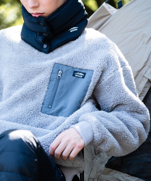 OUTDOOR PRODUCTS（アウトドアプロダクツ）の「【OUTDOOR PRODUCTS/アウトドアプロダクツ】防風ボアトレーナー クルーネック ワンポイントブランドロゴ（スウェット・メンズ・グレー/ベージュ/アイボリー/ブラック・MEDIUM/LARGE/X-LARGE）」の15枚目の写真