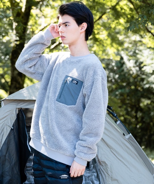 OUTDOOR PRODUCTS（アウトドアプロダクツ）の「【OUTDOOR PRODUCTS/アウトドアプロダクツ】防風ボアトレーナー クルーネック ワンポイントブランドロゴ（スウェット・メンズ・グレー/ベージュ/アイボリー/ブラック・MEDIUM/LARGE/X-LARGE）」の16枚目の写真