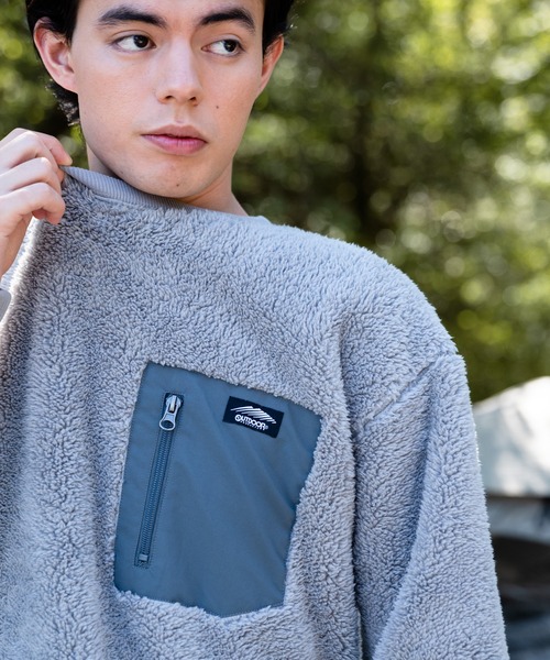 OUTDOOR PRODUCTS（アウトドアプロダクツ）の「【OUTDOOR PRODUCTS/アウトドアプロダクツ】防風ボアトレーナー クルーネック ワンポイントブランドロゴ（スウェット・メンズ・グレー/ベージュ/アイボリー/ブラック・MEDIUM/LARGE/X-LARGE）」の19枚目の写真