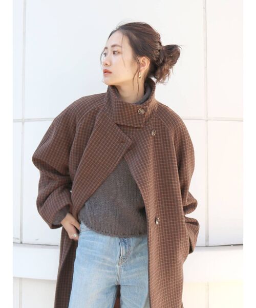 Ungrid（アングリッド）の「スタンドカラールーズチェックコート（その他アウター・レディース・ブラウン/グレー・SMALL/MEDIUM）」の17枚目の写真
