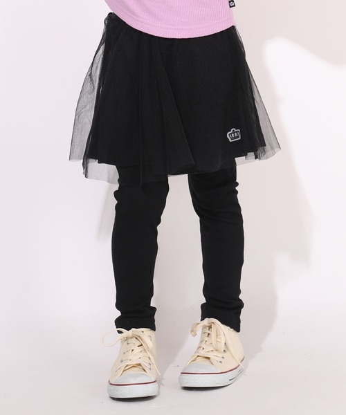 BABYDOLL（ベビードール）の「通販限定サイズあり チュールスカート付きウルトラストレッチパンツ 10分丈スカッツ 7283K（その他パンツ・キッズ・ブラック/レッド/パープル/ブラック×ホワイト/ブラウン/ベビーピンク・120cm/130cm/140cm/110cm/90cm/100cm/150cm/80ｃｍ）」の2枚目の写真