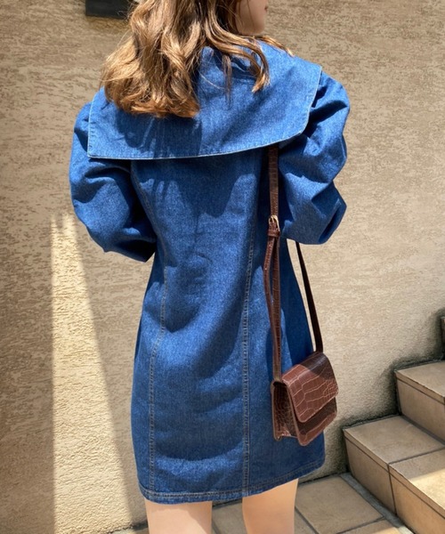 one after another NICE CLAUP(ワンアフターアナザーナイスクラップ)の「ミニシャツワンピース(ワンピース・レディース・ブラウン系その他/ブルー/キャメル・FREE)」の17枚目の写真