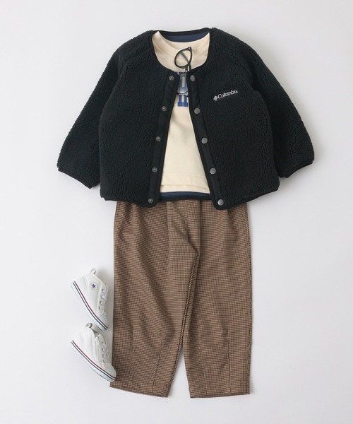 Columbia（コロンビア）の「【Columbia/コロンビア】別注ボアリバーシブルブルゾン（ノーカラージャケット・キッズ・アイボリー/ベージュ/ブラック・L/XXS/XS/M/S）」の7枚目の写真