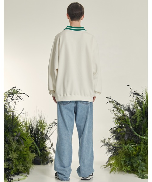 OY（オーワイ）の「『OY/オーワイ』UNBALANCE COLLAR LOGO MTM/アンバランスカラー ロゴデザイン スウェットシャツ プルオーバートレーナー（スウェット・メンズ・ホワイト/ブラック・L/M）」の7枚目の写真