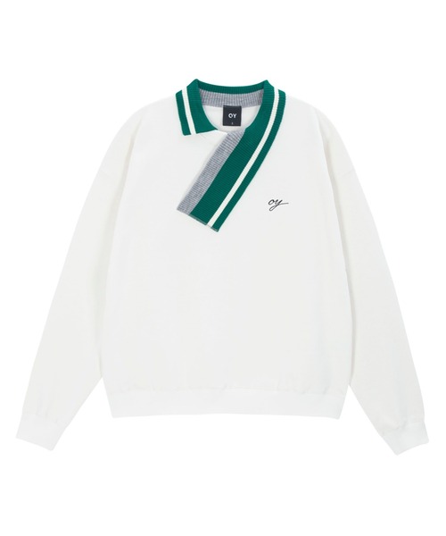 OY（オーワイ）の「『OY/オーワイ』UNBALANCE COLLAR LOGO MTM/アンバランスカラー ロゴデザイン スウェットシャツ プルオーバートレーナー（スウェット・メンズ・ホワイト/ブラック・L/M）」の12枚目の写真