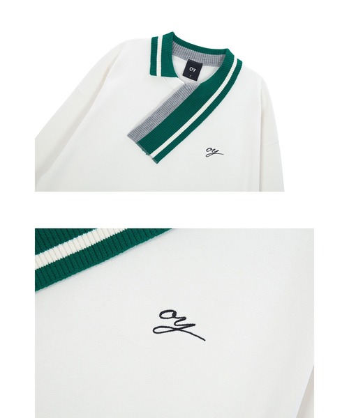 OY（オーワイ）の「『OY/オーワイ』UNBALANCE COLLAR LOGO MTM/アンバランスカラー ロゴデザイン スウェットシャツ プルオーバートレーナー（スウェット・メンズ・ホワイト/ブラック・L/M）」の16枚目の写真