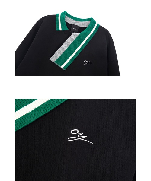 OY（オーワイ）の「『OY/オーワイ』UNBALANCE COLLAR LOGO MTM/アンバランスカラー ロゴデザイン スウェットシャツ プルオーバートレーナー（スウェット・メンズ・ホワイト/ブラック・L/M）」の18枚目の写真
