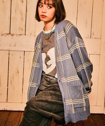 EFFECTEN | mcg3119- horseshoe logo check cardigan カーディガン(カーディガン/ボレロ)