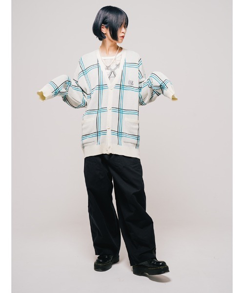 EFFECTEN（エフェクテン）の「mcg3119- horseshoe logo check cardigan カーディガン（カーディガン/ボレロ・メンズ・ブルー系その他/ホワイト・FREE）」の7枚目の写真