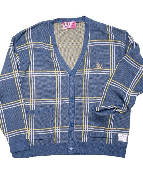 EFFECTEN（エフェクテン）の「mcg3119- horseshoe logo check cardigan カーディガン（カーディガン/ボレロ・メンズ・ブルー系その他/ホワイト・FREE）」の4枚目の写真