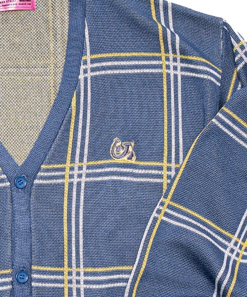 EFFECTEN（エフェクテン）の「mcg3119- horseshoe logo check cardigan カーディガン（カーディガン/ボレロ・メンズ・ブルー系その他/ホワイト・FREE）」の10枚目の写真