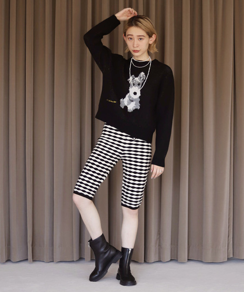 SLOBE citron.（スローブシトロン）の「【LOGAN Knitting Mills】SLOBEcitron.別注DOGニット（ニット/セーター・レディース・ブラック/ブルー・FREE）」の4枚目の写真