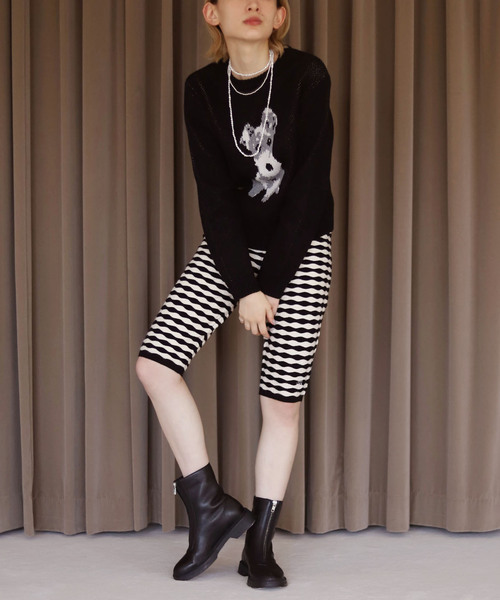 SLOBE citron.（スローブシトロン）の「【LOGAN Knitting Mills】SLOBEcitron.別注DOGニット（ニット/セーター・レディース・ブラック/ブルー・FREE）」の5枚目の写真