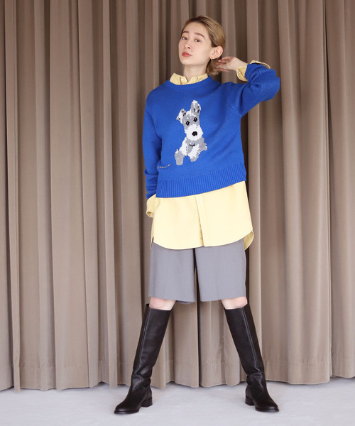 SLOBE citron.（スローブシトロン）の「【LOGAN Knitting Mills】SLOBEcitron.別注DOGニット（ニット/セーター・レディース・ブラック/ブルー・FREE）」の9枚目の写真