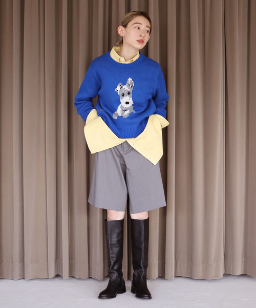SLOBE citron.（スローブシトロン）の「【LOGAN Knitting Mills】SLOBEcitron.別注DOGニット（ニット/セーター・レディース・ブラック/ブルー・FREE）」の10枚目の写真