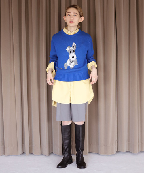 SLOBE citron.（スローブシトロン）の「【LOGAN Knitting Mills】SLOBEcitron.別注DOGニット（ニット/セーター・レディース・ブラック/ブルー・FREE）」の11枚目の写真