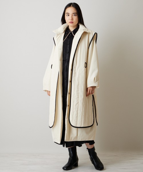 A de a.v.v（アードアー・ヴェ・ヴェ）の「［2WAY］キルティングジレセット中綿コート（ダウンジャケット/コート・レディース・アイボリー/ブラック・SMALL/MEDIUM）」の3枚目の写真