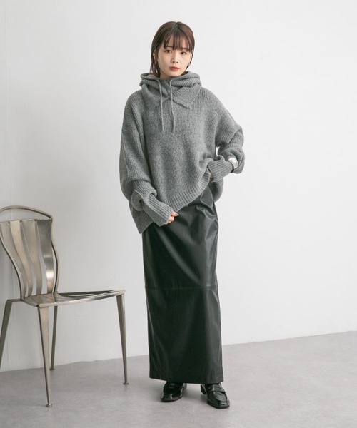 KBF（ケイビーエフ）の「フェイクレザーハイウエストタイトスカート（スカート・レディース・ブラウン/オリーブ/ブラック・ONE）」の19枚目の写真