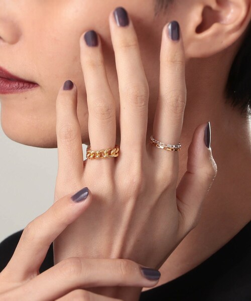 COCOSHNIK(ココシュニック)の「シルバー チェーンリング ボックスチェーン GP(リング・レディース・ホワイト系その他7・10/13/16)」の4枚目の写真