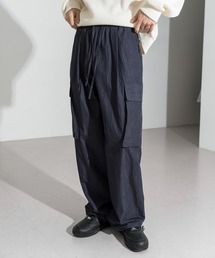 【UNISEX】ストリート3カラーバンディングストリングカーゴワイドパンツ