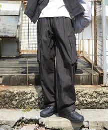 【UNISEX】ストリート3カラーバンディングストリングカーゴワイドパンツ