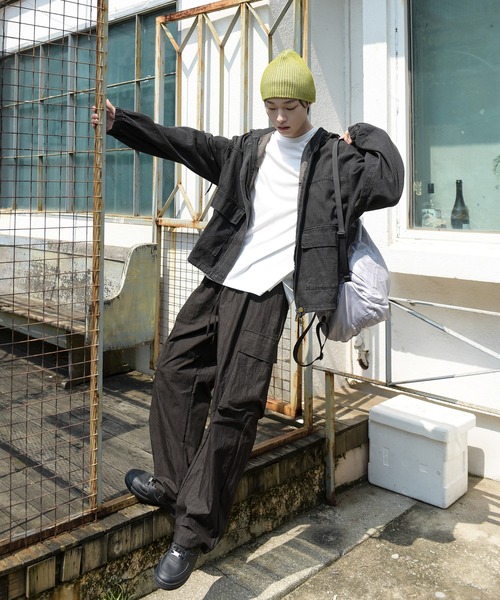 FOLLOWIN(フォロウィン)の「【UNISEX】ストリート3カラーバンディングストリングカーゴワイドパンツ(カーゴパンツ・メンズ・グレー/ネイビー/ブラック・FREE)」の9枚目の写真