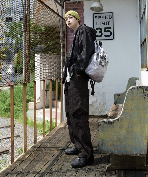 FOLLOWIN(フォロウィン)の「【UNISEX】ストリート3カラーバンディングストリングカーゴワイドパンツ(カーゴパンツ・メンズ・グレー/ネイビー/ブラック・FREE)」の11枚目の写真