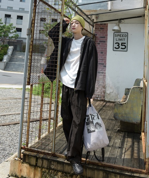 FOLLOWIN(フォロウィン)の「【UNISEX】ストリート3カラーバンディングストリングカーゴワイドパンツ(カーゴパンツ・メンズ・グレー/ネイビー/ブラック・FREE)」の15枚目の写真