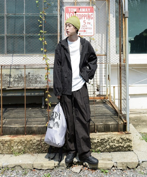 FOLLOWIN(フォロウィン)の「【UNISEX】ストリート3カラーバンディングストリングカーゴワイドパンツ(カーゴパンツ・メンズ・グレー/ネイビー/ブラック・FREE)」の16枚目の写真