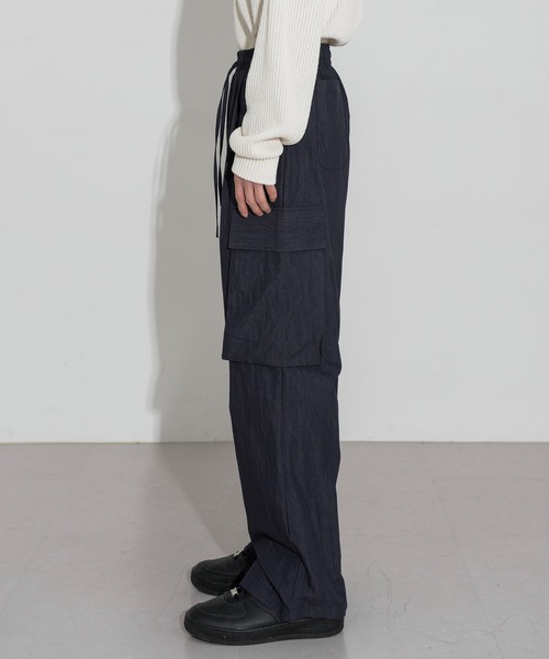 FOLLOWIN(フォロウィン)の「【UNISEX】ストリート3カラーバンディングストリングカーゴワイドパンツ(カーゴパンツ・メンズ・グレー/ネイビー/ブラック・FREE)」の5枚目の写真