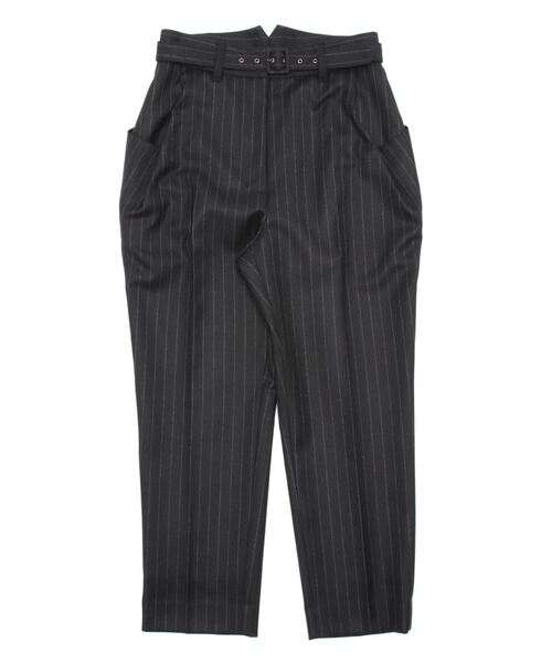 Vivienne Westwood（ヴィヴィアンウエストウッド）の「ｳｰﾙｽﾄﾗｲﾌﾟﾍﾞﾙﾄ付ﾃｰﾊﾟｰﾄﾞﾊﾟﾝﾂ（その他パンツ・レディース・ベージュ系/ブラック系・MEDIUM）」の2枚目の写真