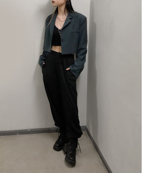 LVEU.(ラブユ.)の「Color sweat jogger pants / カラースウェットジョガーパンツ(スウェットパンツ・レディース・ブラック/ダークパープル・FREE)」の12枚目の写真
