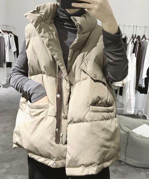 DIAVEL（ディアベル）の「フロントライン中綿ベスト（ダウンベスト・レディース・ホワイト/ブラック/ベージュ・M）」の3枚目の写真