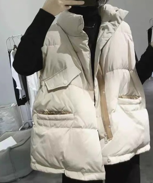 DIAVEL（ディアベル）の「フロントライン中綿ベスト（ダウンベスト・レディース・ホワイト/ブラック/ベージュ・M）」の2枚目の写真