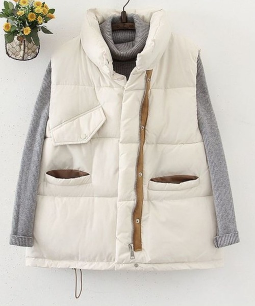 DIAVEL（ディアベル）の「フロントライン中綿ベスト（ダウンベスト・レディース・ホワイト/ブラック/ベージュ・M）」の5枚目の写真