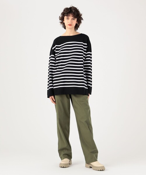 MACPHEE(マカフィー)の「コットンパネルボーダー バスクシャツ(Tシャツ/カットソー・レディース・ブラック系その他/ブルー系その他2・FREE)」の3枚目の写真