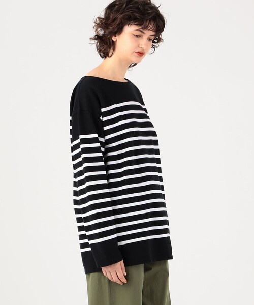 MACPHEE(マカフィー)の「コットンパネルボーダー バスクシャツ(Tシャツ/カットソー・レディース・ブラック系その他/ブルー系その他2・FREE)」の4枚目の写真