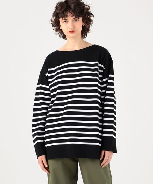 MACPHEE(マカフィー)の「コットンパネルボーダー バスクシャツ(Tシャツ/カットソー・レディース・ブラック系その他/ブルー系その他2・FREE)」の5枚目の写真