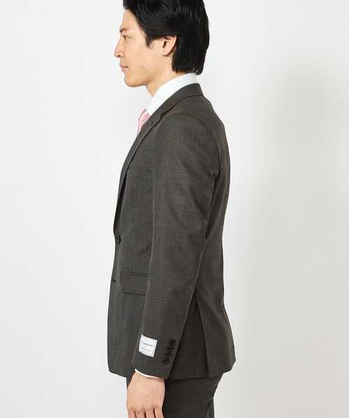 CROWDED CLOSET(クラウデッドクローゼット)の「NARROW シャークスキン柄スーツ/別売りベストあり/2ピースビジネスセットアップスーツ(セットアップ・メンズ・チャコールグレー/ブラウン/ネイビー・01/02/03/04)」の7枚目の写真