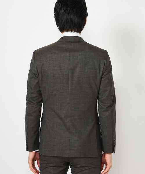 CROWDED CLOSET(クラウデッドクローゼット)の「NARROW シャークスキン柄スーツ/別売りベストあり/2ピースビジネスセットアップスーツ(セットアップ・メンズ・チャコールグレー/ブラウン/ネイビー・01/02/03/04)」の8枚目の写真