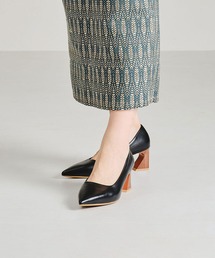 【本革】【NICAL】変形ウッドヒールパンプス/34102