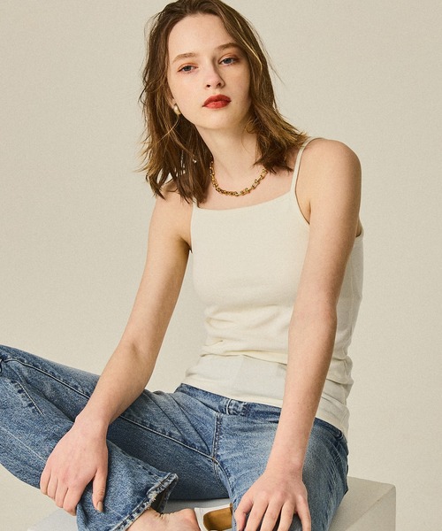 coca（coca）（コカ）の「OUT BRA　アメリカンスリーブカップ付きキャミソール（キャミソール・レディース・ライトグリーン/ブラウン/アイボリー/ブラック・S/M/L）」の2枚目の写真