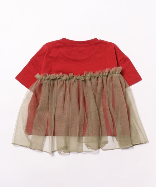 BIG FIELD（ビッグフィールド）の「カレッジプリントチュールTシャツ(90～150cm)（Tシャツ/カットソー・キッズ・ライトブルー/レッド/オフホワイト・140/150/110/120/130/100/90）」の4枚目の写真