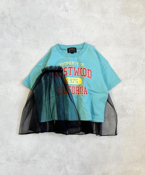 BIG FIELD（ビッグフィールド）の「カレッジプリントチュールTシャツ(90～150cm)（Tシャツ/カットソー・キッズ・ライトブルー/レッド/オフホワイト・140/150/110/120/130/100/90）」の3枚目の写真