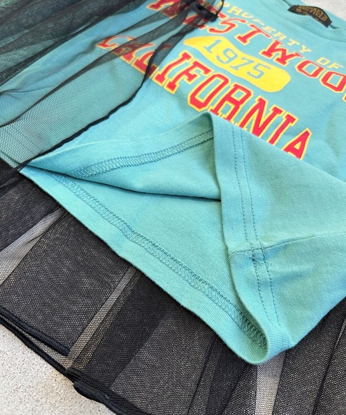 BIG FIELD（ビッグフィールド）の「カレッジプリントチュールTシャツ(90～150cm)（Tシャツ/カットソー・キッズ・ライトブルー/レッド/オフホワイト・140/150/110/120/130/100/90）」の10枚目の写真