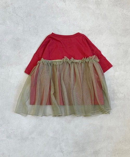 BIG FIELD（ビッグフィールド）の「カレッジプリントチュールTシャツ(90～150cm)（Tシャツ/カットソー・キッズ・ライトブルー/レッド/オフホワイト・140/150/110/120/130/100/90）」の8枚目の写真