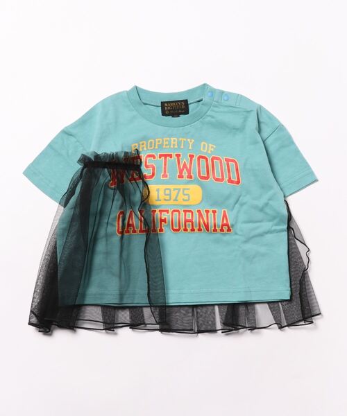 BIG FIELD（ビッグフィールド）の「カレッジプリントチュールTシャツ(90～150cm)（Tシャツ/カットソー・キッズ・ライトブルー/レッド/オフホワイト・140/150/110/120/130/100/90）」の6枚目の写真