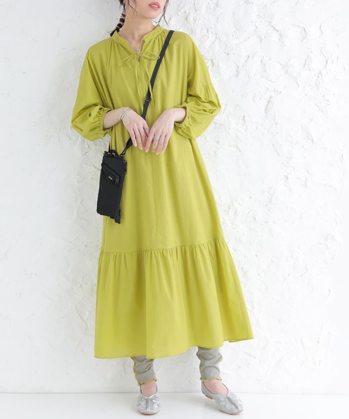 n'OrLABEL（ノアールレーベル）の「【廃盤】『コットンボイルティアードワンピース』（ワンピース・レディース・ネイビー/ブラック/ライム・FREE）」の2枚目の写真